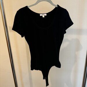 AGOLDE Black Short Sleeve Ribbed Bodysuit SIZE Medium